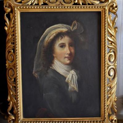 19th C. oil painting copy of self-portrait by Madame Vigee Le Brun
