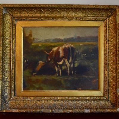 Unsigned pastoral painting on board