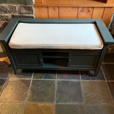 Green Painted Bench with Storage $145