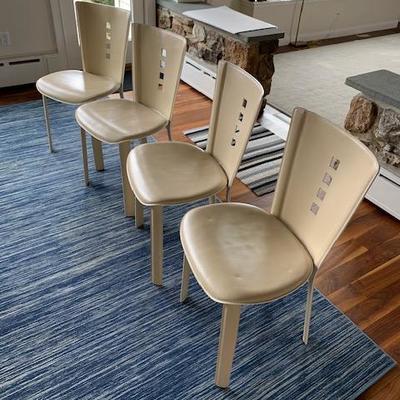 4 Modern Cream Leather Side Chairs $275 for 4