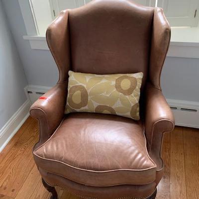 Beacon Hill Brown Leather Chair with Studs $250