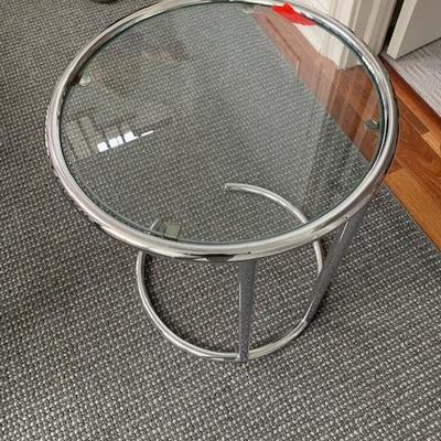 Chrome & Glass Side Table $50