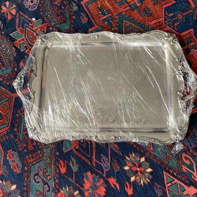 Large Silver Plate Handled Tray $55