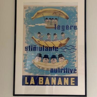 LA BANANE Original and Rare Framed Poster $950