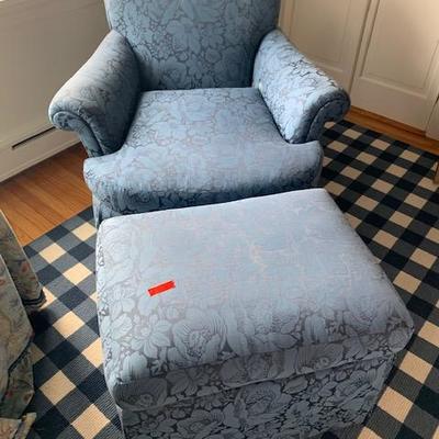 Pair of Blue Upholstered Club Chairs and One Ottoman $225 Chair/$250 Chair and Ottoman