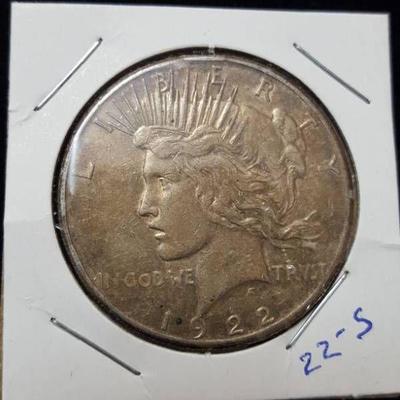 1922 s peace dollar, silver