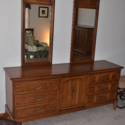 #27 Bureau with 2 Mirrors 72"wX19"dX31"H / with mirrors 75 1/2" tall.  $50