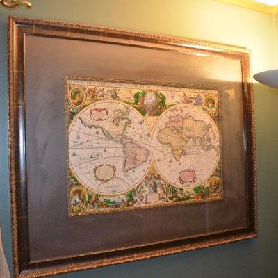 SOLD SOLD SOLD #43 Wall Art  World Map 45"w x 37"h $25