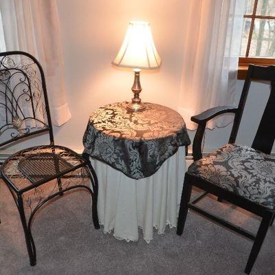 SOLD SOLD SOLD #61 Lot of 2 Chairs, Round Table & Lamp $22