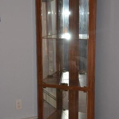 #29 Corner Curio with Lights (lower glass is broken) 27"wX13"Dx71 1/2"H   $15