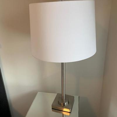 $35-Modern Lamp with Silver Base and White Shade