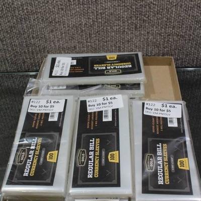 Lot of 12- 100 Count Packs of Archival Quality Regular Currency Protective Sleeves -1,200 Sleeves Total -WILL SHIP - Copy