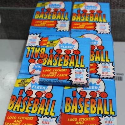 Lot of 13 Unopened Baseball Card Packs 1990 Fleer -WILL SHIP