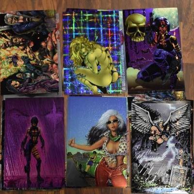 Lot of 22 London Night Krome Productions Collectible Large Holographic Comic Cards - WILL SHIP