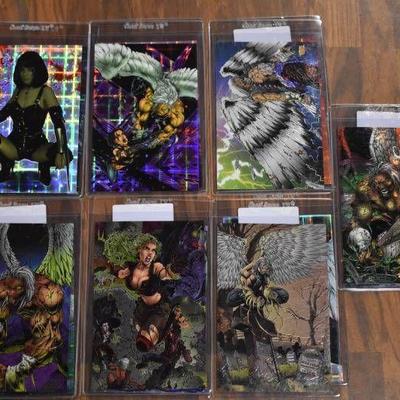Lot of 14 London Night Krome Productions Collectible Large Holographic Comic Cards - WILL SHIP