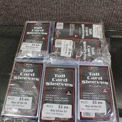 Lot of 12- 100 Count Packs of Archival Quality Tall Trading Card Protective Sleeves -1,200 Sleeves Total -WILL SHIP