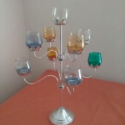 Modern Chrome and Glass Candelabra