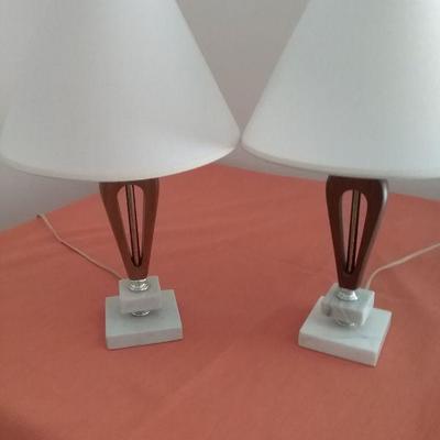 Pair of Retro Lamps with Marble Base #2