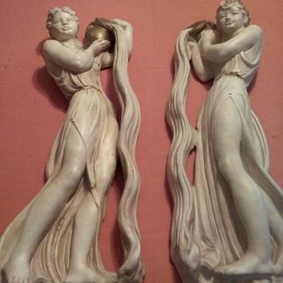 Pair of Grecian Goddesses Wall Sculptures