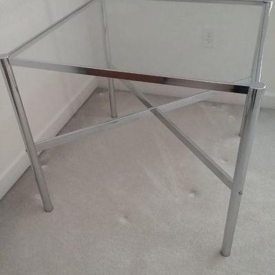 Modern Chrome and Glass Square Table