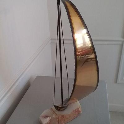 Vintage 22" DeMott Signed Brass and Copper Sail Sculpture