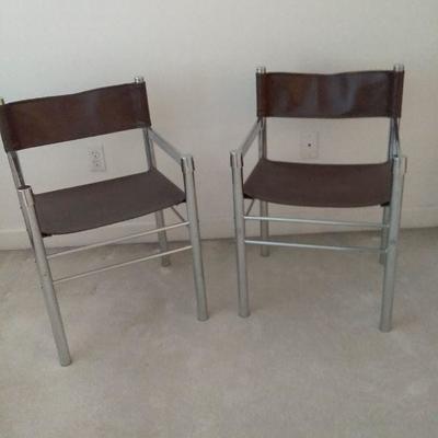 Retro Pair of Chrome and Leather Chairs