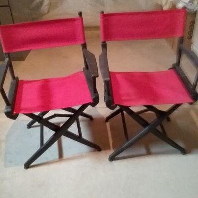 Pair of Stylish Red and Black Director's Chairs