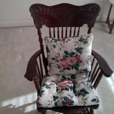 Stunning Carved Wooden Rocking Chair