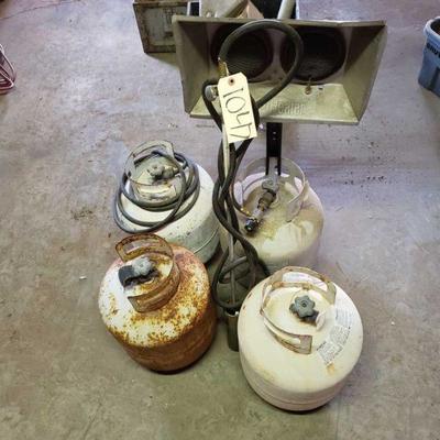 4 Propane tanks, 1 propane torch, and 1 propane heater
4 Propane tanks, 1 propane torch, and 1 Mr. Heater propane heater