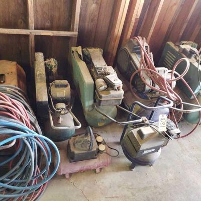 7 Air Compressors and Air Hoses
2 sears air compressors,1 briggs & stratton, 2 campbell hausfeld, 2 misc. Air compressors