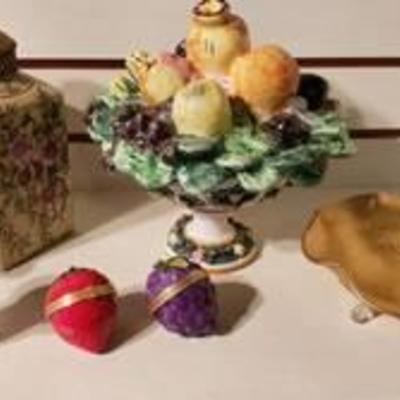 Ceramic, Metal, and Glass Decor ~ Fruit Covered Compote made in Italy