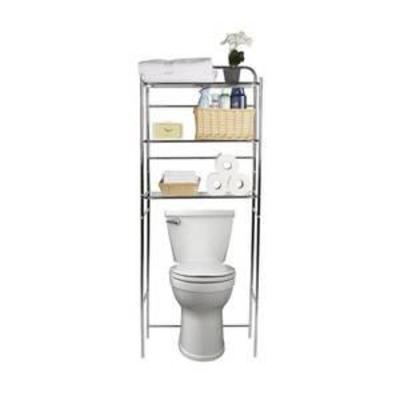 Mind Reader 3 Tier toilet Rack, Bathroom Organizer, over The toilet Unit, Bathroom Space Saver, Accessories Stand Storage Organizer, Silver