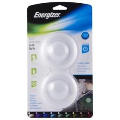 Energizer 2pk 20 Lumens Indoor LED Color Changing Puck Light with Tap OnOff White