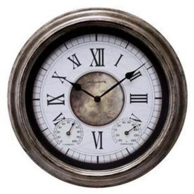 AcuRite IndoorOutdoor Antique Silver Clock