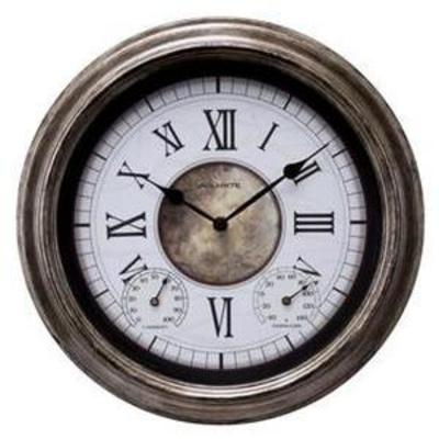 AcuRite IndoorOutdoor Antique Silver Clock