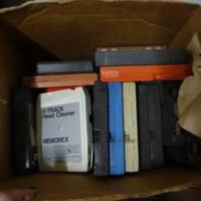 Box of 8-Track Tapes and Head Cleaners