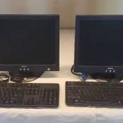 Lot of 2 Dell 15 in. Monitors, Keyboards and One set of Speakers