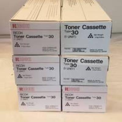 Lot of 6 Boxes of Ricoh Toner Cassette Type 30 ~ NIB