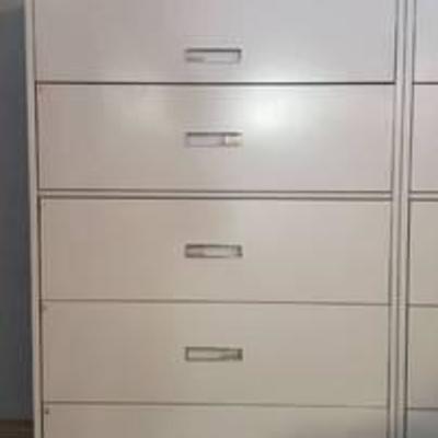 Burrough AdaptafileIII 5 Drawer Lateral Filing Cabinet ~ Top Drawer is a pullout ~ No Keys ~ 42 in. x 18 in. x 65 in.