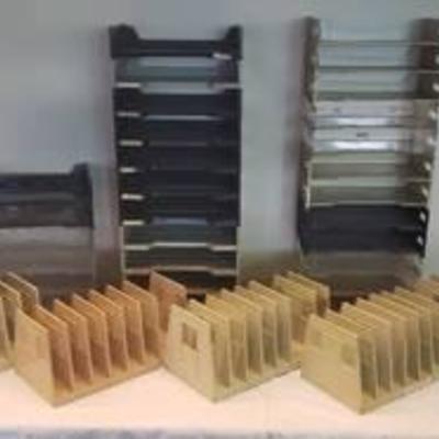 Lot of Plastic Letter Size Trays and Vertical Vertical Sorters