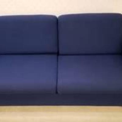 Blue Tweed 2 Cushion Sofa wWood Accents ~ 60 in. x 30 in. x 26 in. ~ 4 Removable Cushions
