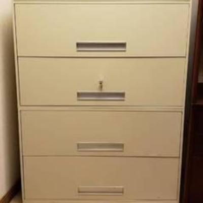 Invincible Metal Furniture Co. ~ 4 Drawer Lateral File Cabinet WKeys ~ 42 in. x 19 in. x 55 in.