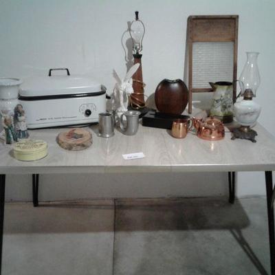 Vintage Kitchen Table, Nesco Roaster Oven, and More