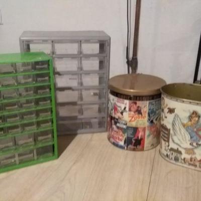 Vintage Tins and Storage Drawers