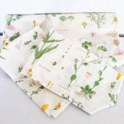 Ikea Strandkrypa Duvet Cover and Pillowcases FULLQUEEN - Botanical Print on White Background