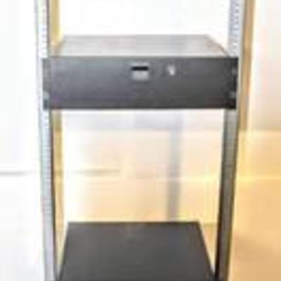 Electronics Rack, Adjustable Gray and Black Metal with 2 locking Drawers (keys included) 64 T x 24 D x 21 W