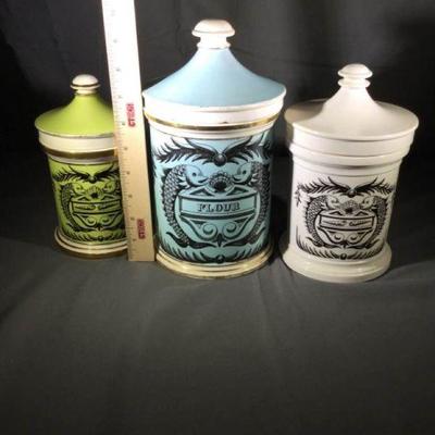3 Dolphin Portmeirion Canisters in 3 Different Sizes