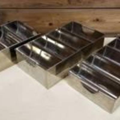 3 Stainless Steel Commercial Kitchen Flatware Sorting Caddies