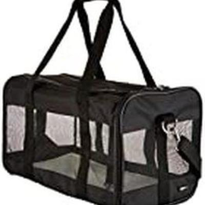 AmazonBasics Soft-Sided Mesh Pet Travel Carrier, Large (20 x 10 x 11 Inches), Black