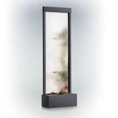 72 Mirror Waterfall With Decorative Stones And Light - Silver - Alpine Corporation